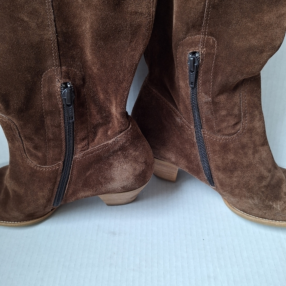 Paul Green Munchen Dazzle Brown Suede Over The Knee Womens Heeled Boots Size 7 - Picture 7 of 9